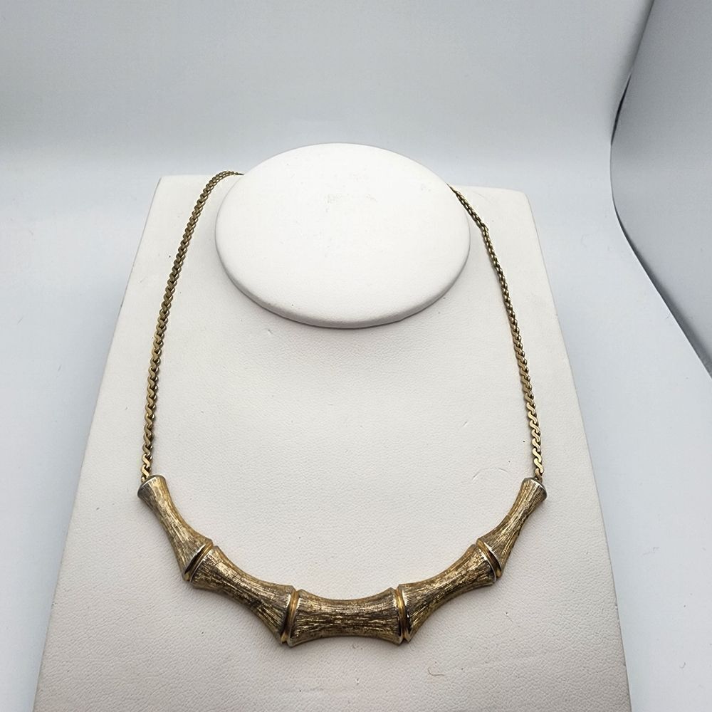 Vintage Direction One Gold Tone Bamboo Necklace